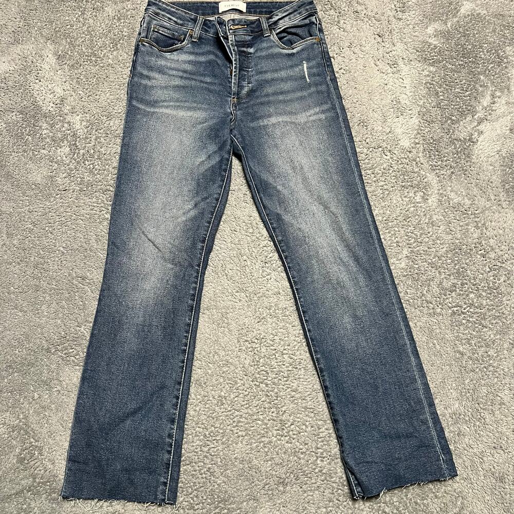 Evereve Jeans Womens 27 The Ever Straight High Rise Jeans Blue Denim KP1033MA1E